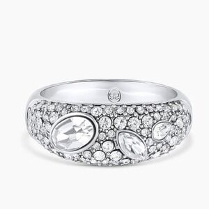 Gorjana New Size 9 Rhodium Plated Brass Genuine White Crystals Kingston‎ Ring